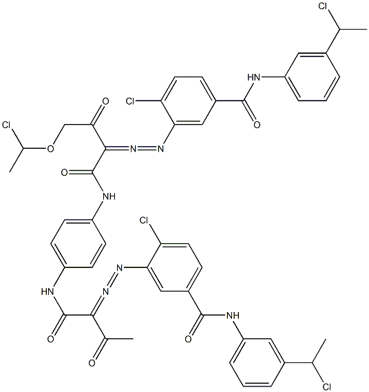 3,3'-[2-[(1-Chloroethyl)oxy]-1,4-phenylenebis[iminocarbonyl(acetylmethylene)azo]]bis[N-[3-(1-chloroethyl)phenyl]-4-chlorobenzamide] Struktur