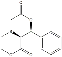 (2S,3S)-2-(Methylthio)-3-acetoxy-3-phenylpropionic acid methyl ester Struktur