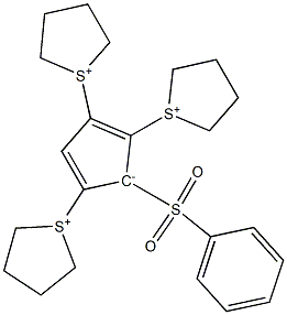 5-Phenylsulfonyl-1,2,4-tris(1-thioniacyclopentan-1-yl) cyclopentadienide Struktur