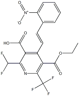 2-(Difluoromethyl)-6-(trifluoromethyl)-4-(2-(2-nitrophenyl)ethenyl)-5-(ethoxycarbonyl)pyridine-3-carboxylic acid Struktur