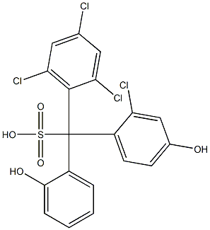 (2-Chloro-4-hydroxyphenyl)(2,4,6-trichlorophenyl)(2-hydroxyphenyl)methanesulfonic acid Struktur