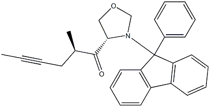 (4S)-3-(9-Phenyl-9H-fluoren-9-yl)-4-[(2R)-2-methyl-1-oxo-4-hexyn-1-yl]oxazolidine Struktur