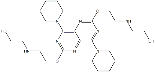 2,6-Bis[2-(2-hydroxyethylamino)ethoxy]-4,8-dipiperidinopyrimido[5,4-d]pyrimidine Struktur