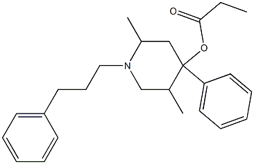 2,5-Dimethyl-4-phenyl-1-(3-phenylpropyl)piperidin-4-ol propionate Struktur