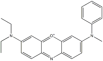 3-Diethylamino-7-(N-methyl-N-phenylamino)phenoxazin-5-ium Struktur