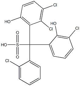 (2-Chlorophenyl)(3-chloro-2-hydroxyphenyl)(2,3-dichloro-6-hydroxyphenyl)methanesulfonic acid Struktur