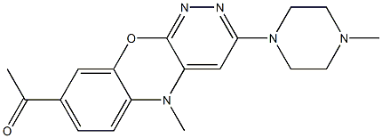 8-Acetyl-5-methyl-3-(4-methyl-1-piperazinyl)-5H-pyridazino[3,4-b][1,4]benzoxazine Struktur