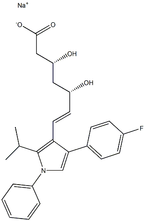 (3R,5S,6E)-3,5-Dihydroxy-7-[2-isopropyl-1-phenyl-4-(4-fluorophenyl)-1H-pyrrol-3-yl]-6-heptenoic acid sodium salt Struktur