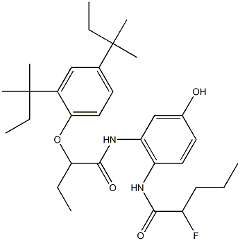 4-(2-Fluoropentanoylamino)-5-[2-(2,4-di-tert-amylphenoxy)butyrylamino]phenol Struktur