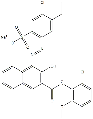 3-Chloro-4-ethyl-6-[[3-[[(2-chloro-6-methoxyphenyl)amino]carbonyl]-2-hydroxy-1-naphtyl]azo]benzenesulfonic acid sodium salt Struktur