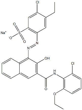 3-Chloro-4-ethyl-6-[[3-[[(2-chloro-6-ethoxyphenyl)amino]carbonyl]-2-hydroxy-1-naphtyl]azo]benzenesulfonic acid sodium salt Struktur