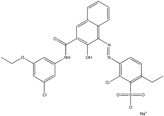 2-Chloro-6-ethyl-3-[[3-[[(3-chloro-5-ethoxyphenyl)amino]carbonyl]-2-hydroxy-1-naphtyl]azo]benzenesulfonic acid sodium salt Struktur