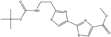 2-[2-[2-[(tert-Butyloxy)carbonylamino]ethyl]thiazol-4-yl]thiazole-4-carboxylic acid methyl ester Struktur