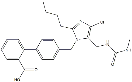 4'-[[2-Butyl-4-chloro-5-[(3-methylureido)methyl]-1H-imidazol-1-yl]methyl]-1,1'-biphenyl-2-carboxylic acid Struktur