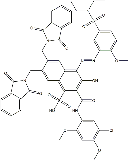 2-[(5-Chloro-2,4-dimethoxyphenyl)aminocarbonyl]-4-[5-[(diethylamino)sulfonyl]-2-methoxyphenylazo]-3-hydroxy-6,7-bis(phthalimidylmethyl)naphthalene-1-sulfonic acid Struktur