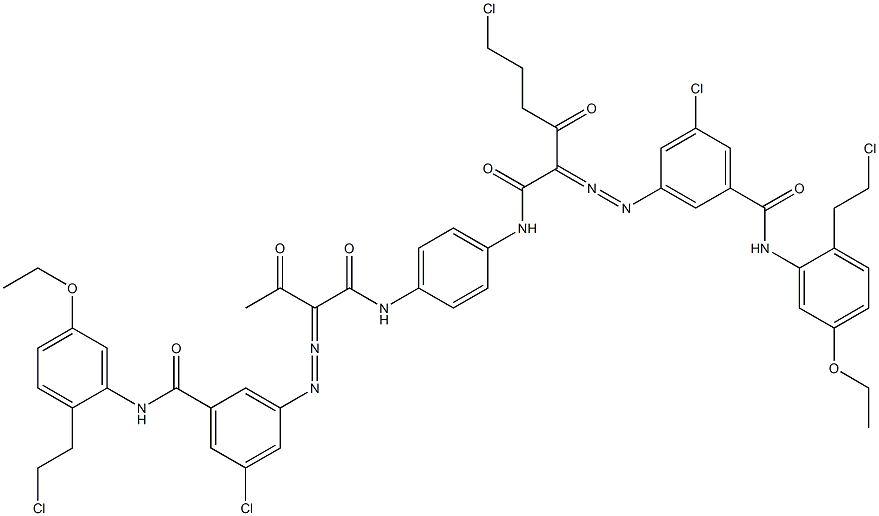 3,3'-[2-(2-Chloroethyl)-1,4-phenylenebis[iminocarbonyl(acetylmethylene)azo]]bis[N-[2-(2-chloroethyl)-5-ethoxyphenyl]-5-chlorobenzamide] Struktur