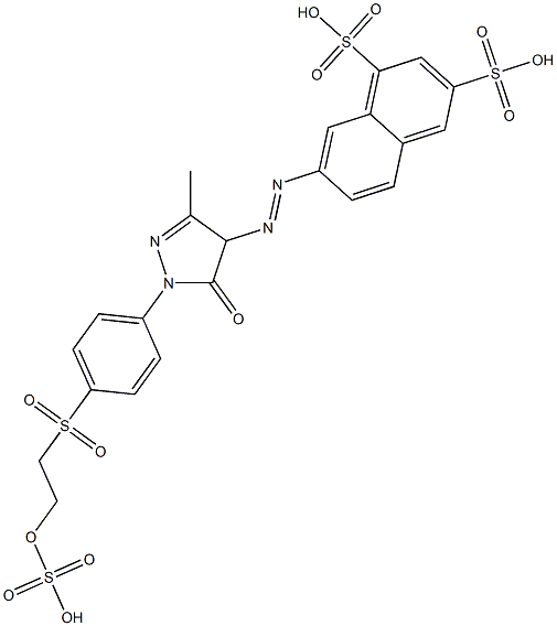 7-[[[4,5-Dihydro-3-methyl-5-oxo-1-[4-[[2-(sulfooxy)ethyl]sulfonyl]phenyl]-1H-pyrazol]-4-yl]azo]-1,3-naphthalenedisulfonic acid Struktur