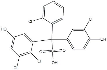 (2-Chlorophenyl)(3-chloro-4-hydroxyphenyl)(2,3-dichloro-5-hydroxyphenyl)methanesulfonic acid Struktur