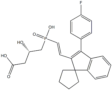 (3S)-3-Hydroxy-4-[hydroxy[(E)-2-[3-(4-fluorophenyl)spiro[1H-indene-1,1'-cyclopentan]-2-yl]ethenyl]phosphinyl]butyric acid Struktur