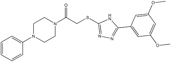 2-[[5-(3,5-Dimethoxyphenyl)-4H-1,2,4-triazol-3-yl]thio]-1-(4-phenylpiperazino)ethanone Struktur