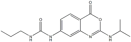 2-Isopropylamino-7-(propylcarbamoyl)amino-4H-3,1-benzoxazin-4-one Struktur