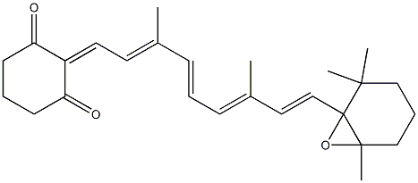 2-[(2E,4E,6E,8E)-9-(2,2,6-Trimethyl-7-oxabicyclo[4.1.0]heptan-1-yl)-3,7-dimethyl-2,4,6,8-nonatetren-1-ylidene]cyclohexane-1,3-dione Struktur