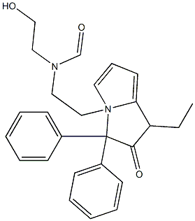 1-Ethyl-4-[2-[N-formyl-N-(2-hydroxyethyl)amino]ethyl]-3,3-diphenyl-2-pyrrolizinone Struktur