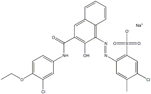 3-Chloro-4-methyl-6-[[3-[[(3-chloro-4-ethoxyphenyl)amino]carbonyl]-2-hydroxy-1-naphtyl]azo]benzenesulfonic acid sodium salt Struktur