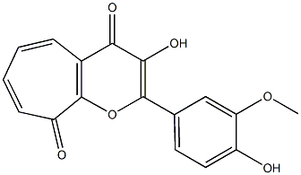 2-(4-Hydroxy-3-methoxyphenyl)-3-hydroxycyclohepta[b]pyran-4,9-dione Struktur