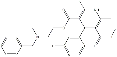 4-(2-Fluoropyridin-4-yl)-1,4-dihydro-2,6-dimethylpyridine-3,5-dicarboxylic acid 3-methyl 5-[2-(N-methyl-N-benzylamino)ethyl] ester Struktur