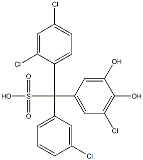 (3-Chlorophenyl)(2,4-dichlorophenyl)(5-chloro-3,4-dihydroxyphenyl)methanesulfonic acid Struktur