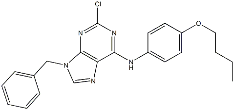 9-Benzyl-2-chloro-6-(4-butoxyphenylamino)-9H-purine Struktur