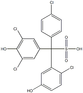 (4-Chlorophenyl)(2-chloro-5-hydroxyphenyl)(3,5-dichloro-4-hydroxyphenyl)methanesulfonic acid Struktur