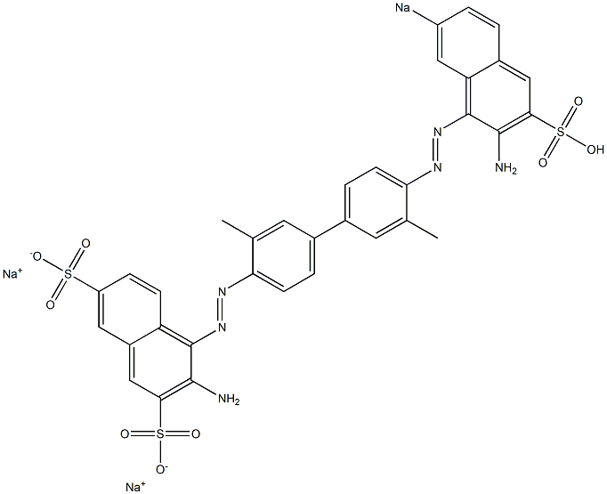 3-Amino-4-[[4'-[(2-amino-7-sodiosulfo-1-naphthalenyl)azo]-3,3'-dimethyl-1,1'-biphenyl-4-yl]azo]naphthalene-2,7-disulfonic acid disodium salt Struktur