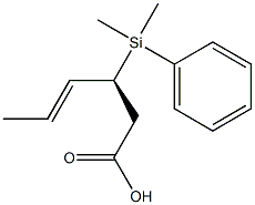 (3S,4E)-3-[Dimethyl(phenyl)silyl]-4-hexenoic acid Struktur