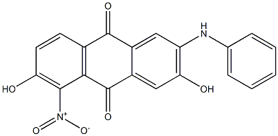 2-Anilino-3,6-dihydroxy-5-nitroanthraquinone Struktur