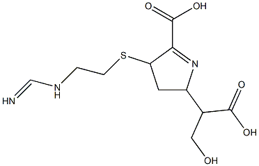 2-[5-Carboxy-4-[2-(iminomethylamino)ethylthio]-(3,4-dihydro-2H-pyrrol)-2-yl]-3-hydroxypropanoic acid Struktur