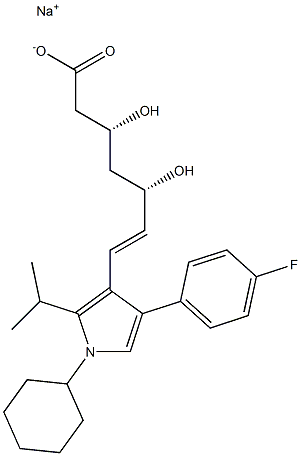 (3R,5S,6E)-3,5-Dihydroxy-7-[2-isopropyl-1-cyclohexyl-4-(4-fluorophenyl)-1H-pyrrol-3-yl]-6-heptenoic acid sodium salt Struktur