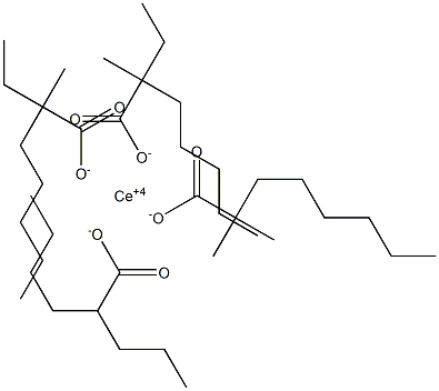 Cerium(IV)2,2-dimethyloctanoate=bis(2-ethyl-2-methylheptanoate)=2-methyl-2-propylhexanoate Struktur