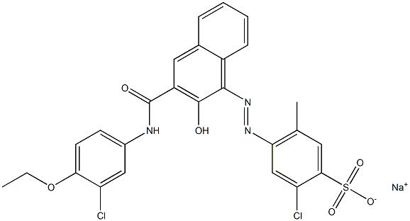 2-Chloro-5-methyl-4-[[3-[[(3-chloro-4-ethoxyphenyl)amino]carbonyl]-2-hydroxy-1-naphtyl]azo]benzenesulfonic acid sodium salt Struktur