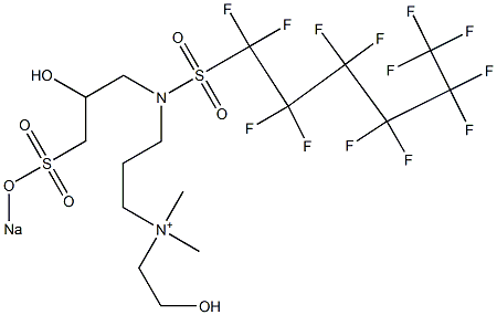 N-(2-Hydroxyethyl)-3-[[2-hydroxy-3-[(sodiooxy)sulfonyl]propyl][(tridecafluorohexyl)sulfonyl]amino]-N,N-dimethyl-1-propanaminium Struktur