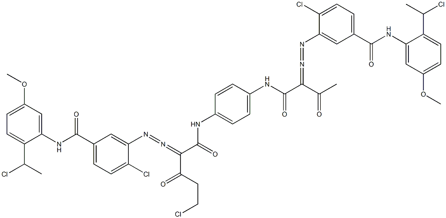 3,3'-[2-(Chloromethyl)-1,4-phenylenebis[iminocarbonyl(acetylmethylene)azo]]bis[N-[2-(1-chloroethyl)-5-methoxyphenyl]-4-chlorobenzamide] Struktur