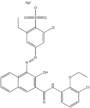 2-Chloro-6-ethyl-4-[[3-[[(3-chloro-2-ethoxyphenyl)amino]carbonyl]-2-hydroxy-1-naphtyl]azo]benzenesulfonic acid sodium salt Struktur