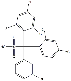 (2,4-Dichlorophenyl)(2,6-dichloro-4-hydroxyphenyl)(3-hydroxyphenyl)methanesulfonic acid Struktur