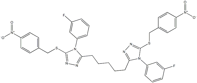 5,5'-(1,5-Pentanediyl)bis[4-(3-fluorophenyl)-3-(4-nitrobenzylthio)-4H-1,2,4-triazole] Struktur