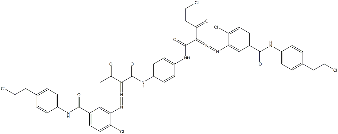 3,3'-[2-(Chloromethyl)-1,4-phenylenebis[iminocarbonyl(acetylmethylene)azo]]bis[N-[4-(2-chloroethyl)phenyl]-4-chlorobenzamide] Struktur