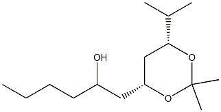 (4R,6R)-6-Isopropyl-2,2-dimethyl-4-(2-hydroxyhexyl)-1,3-dioxane Struktur