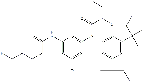 3-(5-Fluoropentanoylamino)-5-[2-(2,4-di-tert-amylphenoxy)butyrylamino]phenol Struktur