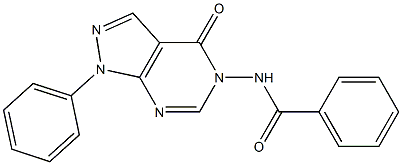 5-(Benzoylamino)-1,5-dihydro-1-phenyl-4H-pyrazolo[3,4-d]pyrimidin-4-one Struktur