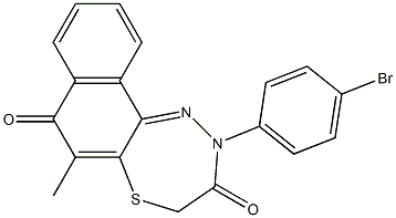 7,8-Dihydro-6-methyl-10-[4-bromophenyl]-7-thia-10,11-diaza-10H-cyclohepta[a]naphthalene-5,9-dione Struktur